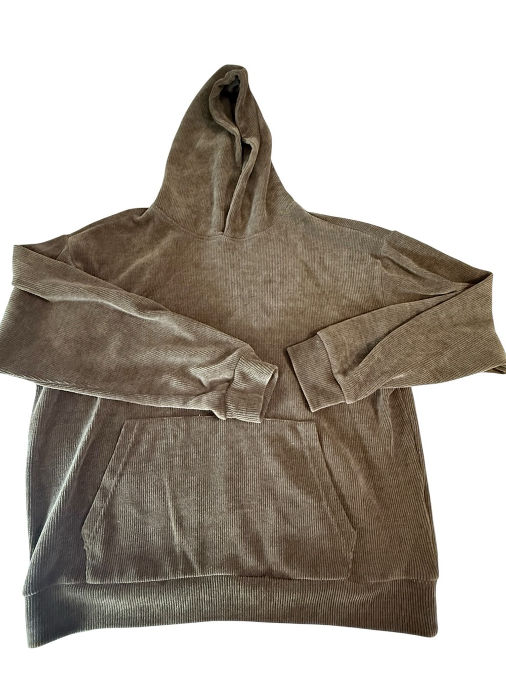 Negative Space‎ Mens Corduroy Hoodie Olive Brown Earth Tone Pullover Size M